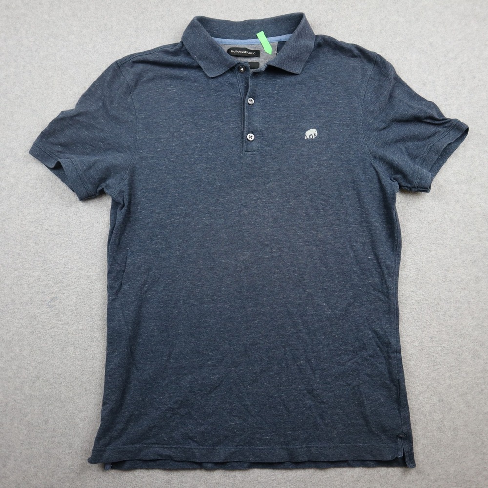 Banana Republic Polo Shirt Mens M Standard Fit Navy Blue Elephant Logo Cotton